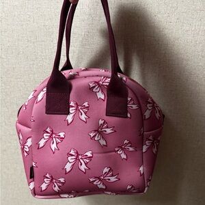 Pink Bow Neoprene Women's Lunch Bag